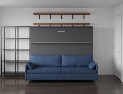 Royal Horizontal Queen Wall Bed with Sectional Sofa