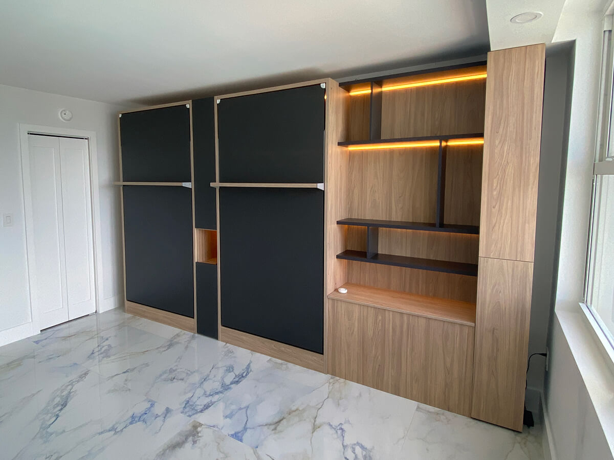 Royal Twin / Twin XL Wall Bed with Bookcase and Wardrobe