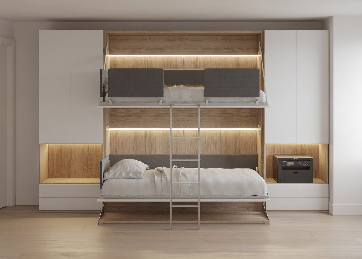 Pensiero Twin Wall Bunk Bed